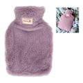 Miniatyrbilde 3 av 5: Plush Varmtvannflaske 1000ml Bred Munn Anti-Skli Tekstur Varmtvannflaske med Vaskbar Myk Plush Deksel for Skole Kontor Lilla