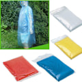 Miniatyrbild 3 av 5: 24-pack Engångsregnponchos för vuxna, Nödregnrockar i plast med huva, Individuellt förpackade Regnponchos i bulk, Vattentätt familjepack