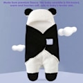 Miniatyrbild 7 av 7: Söt Panda Design Babyfilt, Andningsbar Inslagning för Nyfödda, Allergivänlig Kashmirblandning, Justerbar för 0-6 Månader, Multifunktionell i Svart