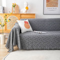 Miniatyrbild 3 av 5: Stor sofföverdrag 3-sits sofföverdrag Vändbar sofföverdrag Mångsidig sofföverdrag med dekorativa tofsar - Grå, 180x300cm