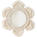 Miniatyrbillede 1 af 7: Hængende væg spejl med macrame frynser rund boho spejl kunst De