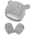 Miniatyrbild 1 av 7: Unisex Baby Toddler Mössa och Vantar Set Vinter Stickad Tjock Varm Mössa Handskar för Baby Pojkar Flickor