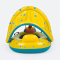 Miniatyrbild 5 av 5: Baby flytring med UPF50+ solskyddstak & leksak, simhjälp för baby för poolen, justerbar säkerhetssits, småbarns pool flytring