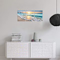 Miniatyrbillede 3 af 6: 3-Panel Strand Canvas Væghængning til Hjemmedekor Blå Hav Solnedgang Whi