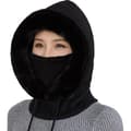 2 i 1 Vintermössa Stickad Mössa Varm Mössa Cirkelsjal Set Balaclava Vinterstickad Mössa med Fleecefoder för Kvinnor Vindtät Mössa Kylskydd Skidmössa Schwarz