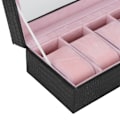 Miniatyrbilde 3 av 8: Urboks i PU-lær med 6 plasser, rektangulær armbåndsur-utstillingsboks, arrangør, gave, svart