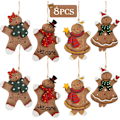 Miniatyrbild 1 av 8: Pepparkaksgubbe Ornament, Perfekt för Familjetid, Julgransdekorationer i Trä med Blandade Figurer, Bedårande Handflatstorlek (8 st)