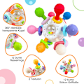 Miniatyrbilde 2 av 4: Bitt-leke for baby fra 3 måneder, sensorisk rasleball gripeball baby leketøy laget av silikon, Montessori motoriske ferdigheter leketøy babygave fra 0 6 9 måneder