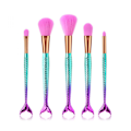 Miniatyrbillede 2 af 2: Luksuriøs Pink Gradient Blå Makeupbørste Havfruehale Design Ansigtspulver Foundation Blush Børste