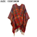 Miniatyrbillede 2 af 5: Dame Shawl Wrap Poncho Åben Front Shawl til Efterår Vinter