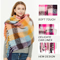 Miniatyrbillede 3 af 5: Kvindes Cashmere Stor Farvet Ternet Sjal Vinter Varmt Wrap