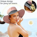 Miniatyrbillede 4 af 6: Solhat til kvinder med hestehalehul, UV-beskyttelse, foldbar, bred skygge