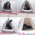 Miniatyrbillede 2 af 5: Sovende gnaver plys lille hus hamster hængekøje legetøj seng hytte til marsvin kanin chinchilla fræk, lyserød S