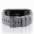 Miniatyrbild 3 av 5: Canvas klockarmband mjukt andningsbart tvättbart modernt klockarmband passar till Fitbit Charge2 svart grå