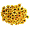 Miniatyrbillede 1 af 8: 100 stk. Kunstige Silkegule Solsikkehoveder 1,8 tommer; Stofblomster til Hjemmedekoration Bryllupsdekoration, Havehåndværk Kunstdekoration, Brud der Holder Blomster