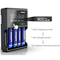 Miniatyrbillede 4 af 5: VC4S Batterilader 4 Slots Li-ion Hurtiglader med 18W Væglader Max 3A til 10440 16340 18650 20700 21700 32650 AAA /AA/ C Batterilader