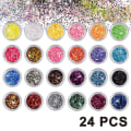 Miniatyrbild 1 av 8: 24 färgpigment nagelpulver, färgglatt iriserande glitter Ultrafint självlysande pärlemorskimrande Högglans halopulver, naglarpigment damm 3D DIY Nail Art
