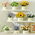 Miniatyrbild 4 av 5: Konstgjorda falska blommor, falska gröna växter, krukväxter,