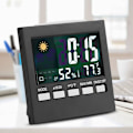 Miniatyrbild 5 av 6: Bärbar Klocka med Multifunktionell Display, Digital Termometer Väckarklocka för Inom- och Utomhusbruk (Svart)