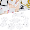 Pikkukuva 2 / 5: 5 kpl Patch-Work -viivainten setti DIY manuaalinen kaksinkertainen pyöreä Pentagon Hex Triangle ompelutyökalu