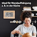 Miniatyrbild 5 av 8: Radiostyrd digital klocka med DCF tidssignal, hölje med äkta bambu, LCD display, termometer, väckarklocka och kalender. Batteri ingår,