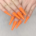Miniatyrbillede 1 af 6: 24 stk. Dyb Nude Ren Farve Ballerina Lang Kiste Glansende Falske Negle Tryk på Negle Falske Spidser Manicure til Kvinder og Piger