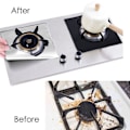 Miniatyrbild 3 av 5: 4 kokplattsskydd Teflon-belagda non-stick gasspis toppskyddsplattor, kök matlagning silver 27x27cm 0.1mm
