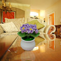Miniatyrbilde 3 av 5: Lilla Håndlagde Heklede Blomster Forglemmegei-Små Blomsterpotter, Simulerte Kunstige Blomster Små Ornamenter for Hjemmekontor Skrivebordsdekorasjoner
