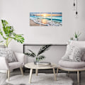 Miniatyrbillede 4 af 6: 3-Panel Strand Canvas Væghængning til Hjemmedekor Blå Hav Solnedgang Whi