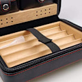 Miniatyrbild 3 av 8: Läder Resväska Cigarr Humidor Case, Bärbar Cedar Trä med