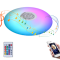 Miniatyrbilde 1 av 8: 24W E27 RGB Fargeskiftende Musikklampe med Fjernkontroll Smart Musikhøyttaler Taklampe 85‑265V