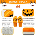Miniatyrbild 3 av 5: Halloween-tofflor: Utsökt pumpa-ansiktsbroderi-design för