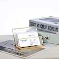 Miniatyrbillede 2 af 6: Glas Visitkort Holder Stativ Guld Kontor Navnekort Display Visitkort Organizer Opbevaring, 11*7*6.5cm