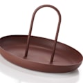 Miniatyrbilde 2 av 5: Serveringsbrett i metall, rund, bærbar, bordplateoppbevaringsbrett, enkel moderne stil med håndtak, rød