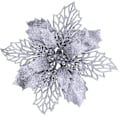 Miniatyrbild 1 av 6: Glittrande Julgransdekorationer, Julstjärna Konstgjord Blomma Med Silverglitterpulver För Festlig Dekor