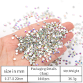 Pikkukuva 2 / 5: Laadukkaat kristallikivihelmiset litteät kynsikoristeet, valitse väri (Crystal AB, 16ss)