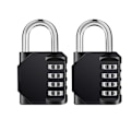 Miniatyrbild 1 av 6: Väderbeständig Design 4-siffrig Kombinationslås, Återställningsbart För Förbättrad Säkerhet, Bekvämt Portabelt Robust Zinklegeringshänglås, Svart, 2-pack