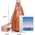 Miniatyrbild 2 av 6: Slingväska för kvinnor Boho bröstväska, Crossbody-väska, bröstficka med bred rem för kvinnor, läder, liten axelväska med dragkedja och axelrem, för