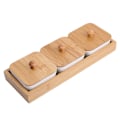 Miniatyrbillede 2 af 5: Keramisk Forretsserviceplade med Bambusbakke Dæksel til Frugt Nødder Desserter (3-Kammer)