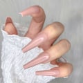 Miniatyrbillede 5 af 6: 24 stk. Dyb Nude Ren Farve Ballerina Lang Kiste Glansende Falske Negle Tryk på Negle Falske Spidser Manicure til Kvinder og Piger