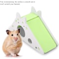 Miniatyrbild 3 av 5: Trähus för hamsterleksak, gömställe, habitat, bo, monteringstrappa, träning för små husdjur (grön)
