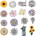 16 st Blomsterbroderi Patch, Blomsterbroderi Tyg Patch, Sm