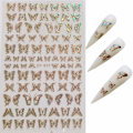 Miniatyrbilde 7 av 8: 8 Ark Neglekunst Adhesive Dekalblad Diferente Laser Gull og Sølv Farge Butterfly Former Neglekunst Dekorasjon 10238