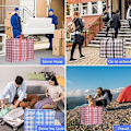 Miniatyrbillede 5 af 5: Sort Stor Opbevaringspose Med Holdbar Lynlås, Organiseringspose, Flyttepose, Vandafvisende, Bærepose, Campingpose Til Tøj, Sengetøj