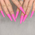 Miniatyrbillede 4 af 6: 24 stk. Dyb Nude Ren Farve Ballerina Lang Kiste Glansende Falske Negle Tryk på Negle Falske Spidser Manicure til Kvinder og Piger