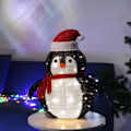 Miniatyrbild 2 av 5: Lysande Röd Hatt Pingvin, 40 LED Kallvita Lampor för Förtrollande Utomhusdekorationer, Mjukt Tjockt Tygyta