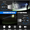 Miniatyrbild 5 av 5: Superstarka LED-ficklampor, 10000 Lumen Cree Xhp70.2 Uppladdningsbar Taktisk Ficklampa med Hölster, Justerbar Ljusstråle Idealisk för Utomhusaktiviteter Vandring Camping