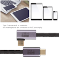 Miniatyrbillede 3 af 5: Type C til Type C Albue Datakabel 100W Hurtigopladning Slidstærk Guldbelagt Plug and Play USB-kabel til bærbare computere 200cm/78.7in