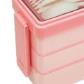 Miniatyrbild 4 av 5: Rosa Bento Box Vuxen Lunchlåda 3 Lager Stapelbar Lunchbehållare med 4 Fack för Arbete Skola Picknick