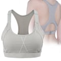 Miniatyrbild 5 av 7: Yoga Fitness Tränings-BH med Vaddering för Kvinnor, Snabbtorkande Underkläder (Grå S)